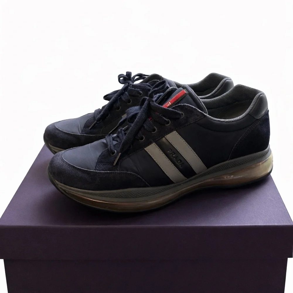 Prada Men’s Velvet Sneakers – Navy Blue – US 10 / UK 8 – Excellent Condition